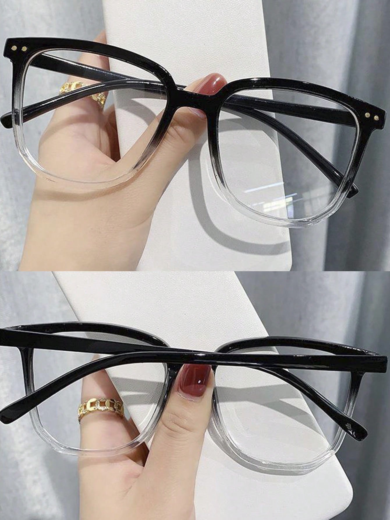 Fashionable Decorative Lightweight Anti-fog Flat Glasses Frame For Plain Face, Eyeglasses