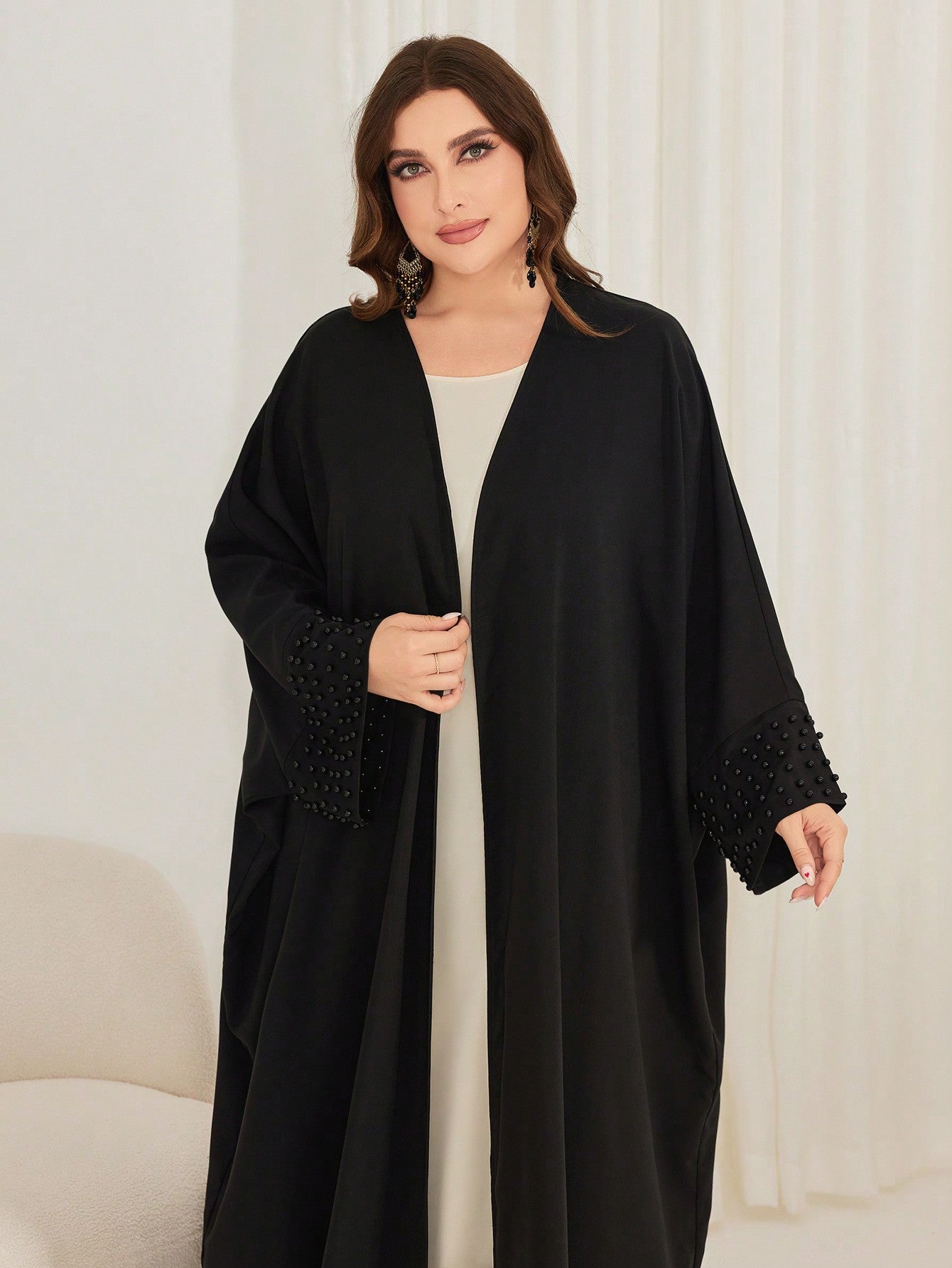 Najma Plus Size Stud Beaded Batwing Sleeve Arabian Clothing