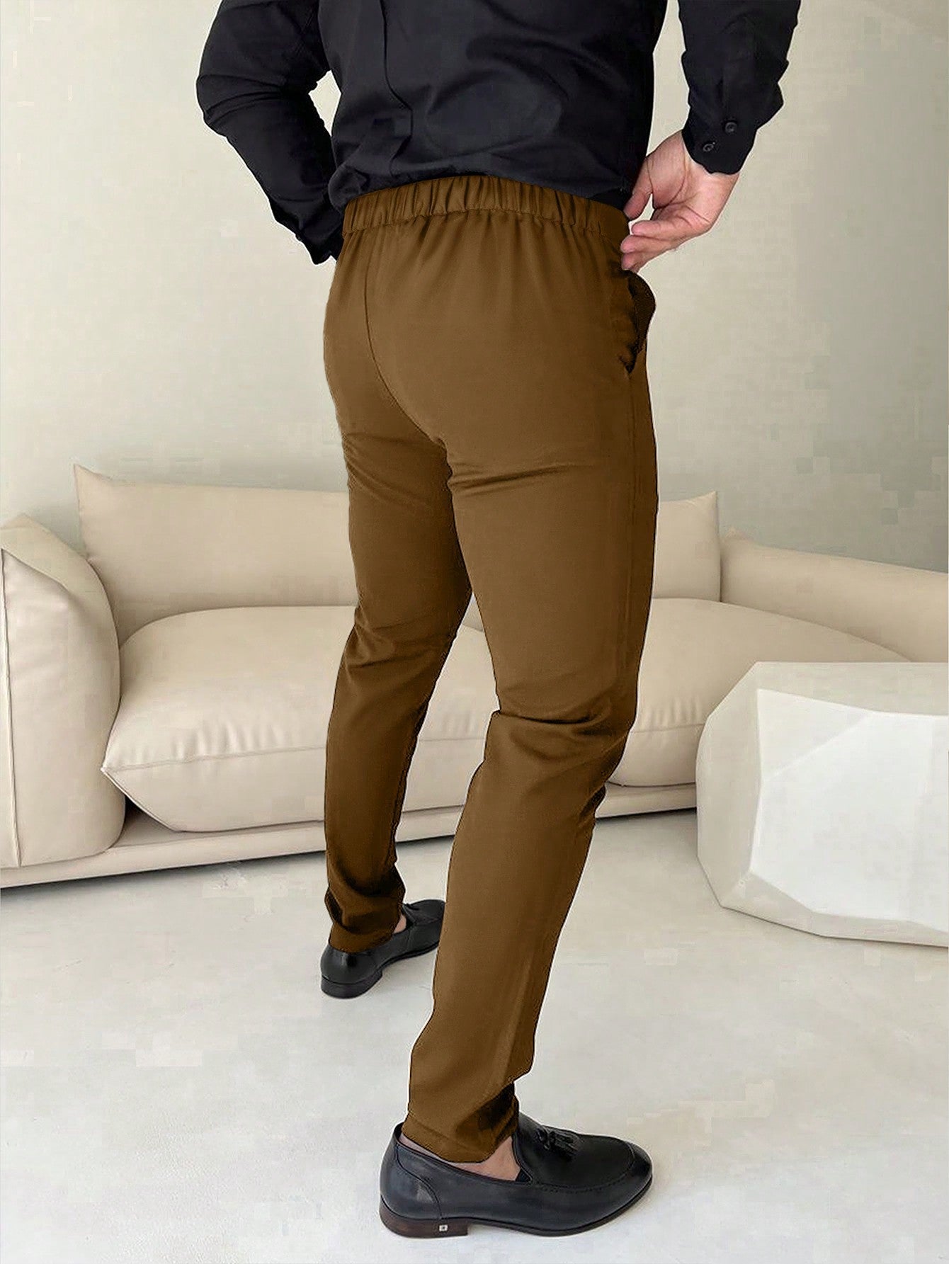 Manfinity Men's Solid Slim Fit Pants