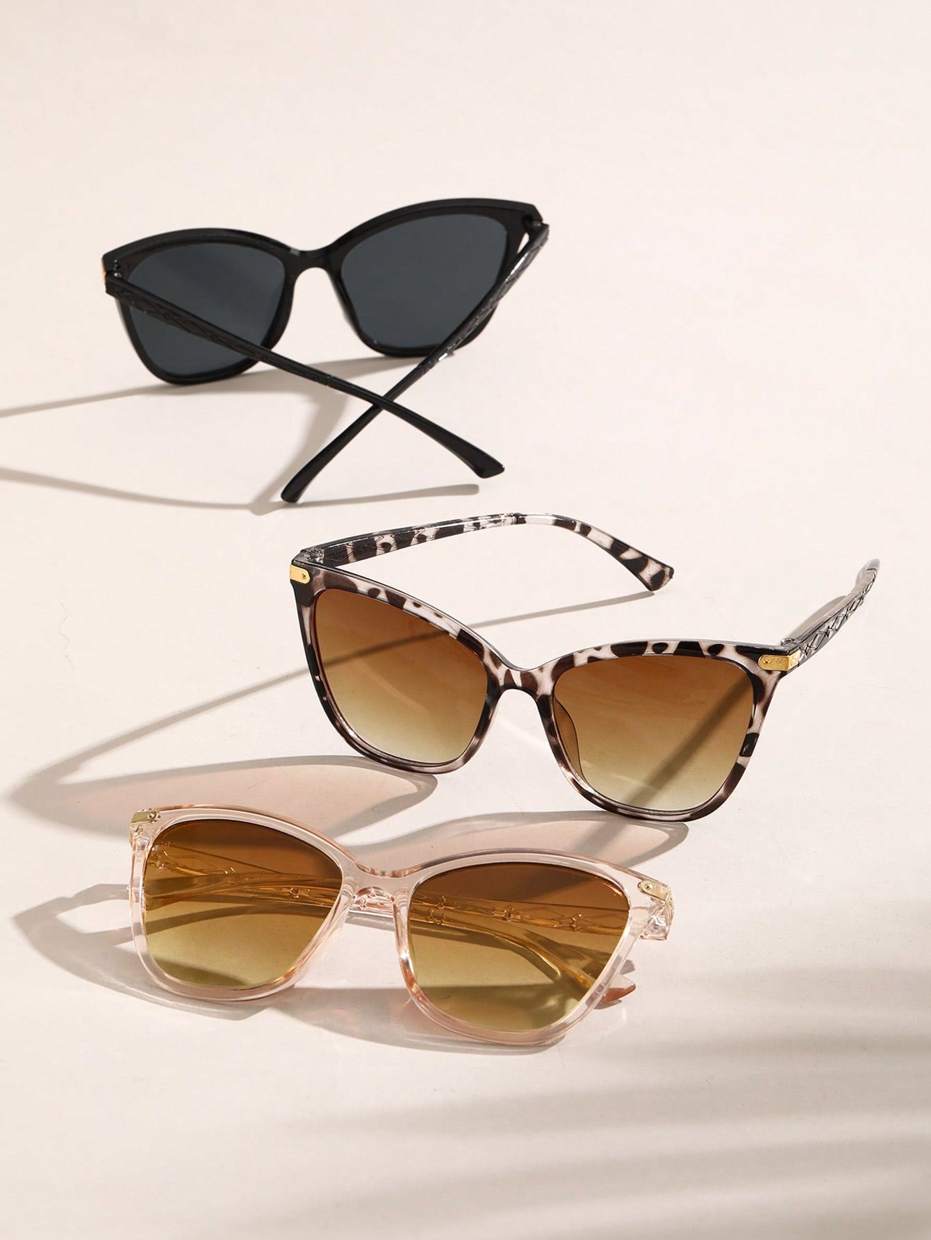 3pcs Classic Geometric Frame Boho Black Tawny Leopard Sunglasses For Women Daily Life Outdoor  Summer Travel Cool Clothing Accessories